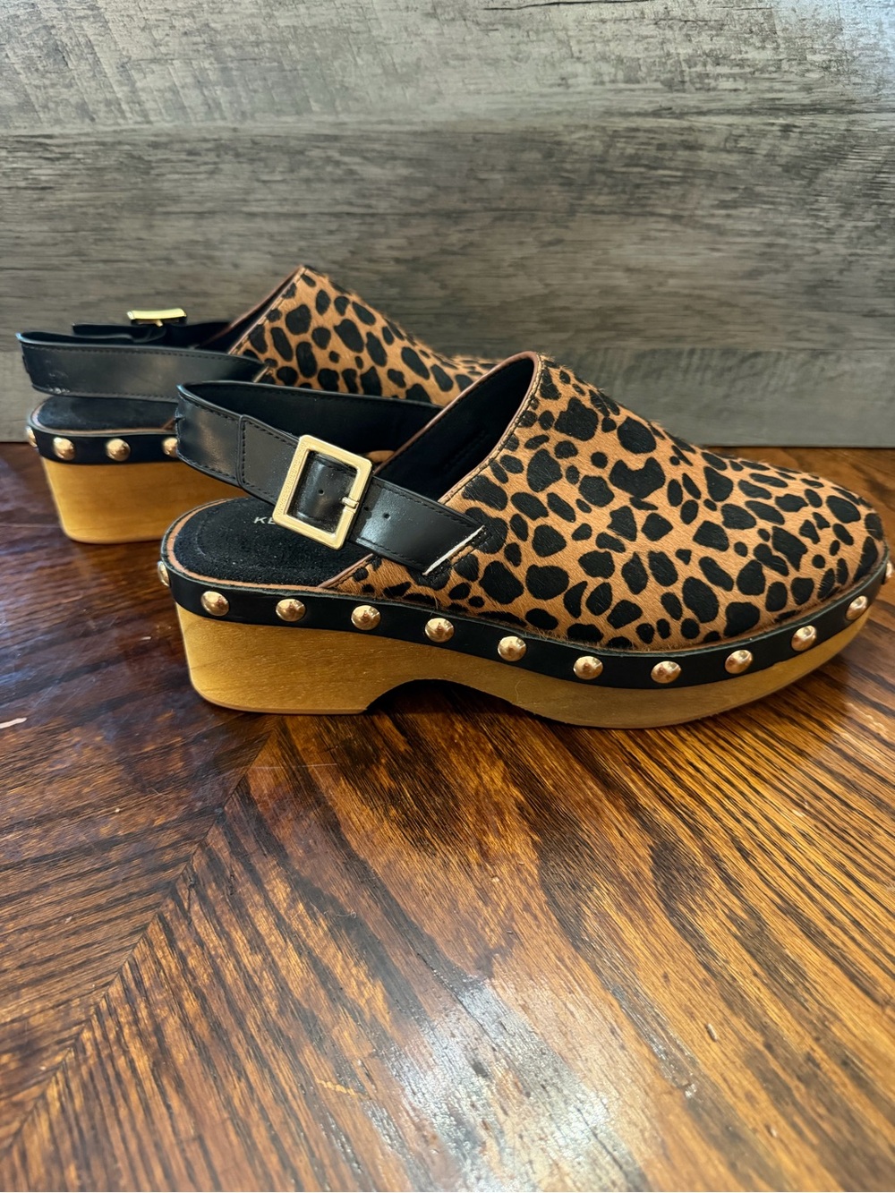 Chunky Leopard Print Slingback Clogs Retro Platform Shoes Kelsi Dagger Sz 7.5